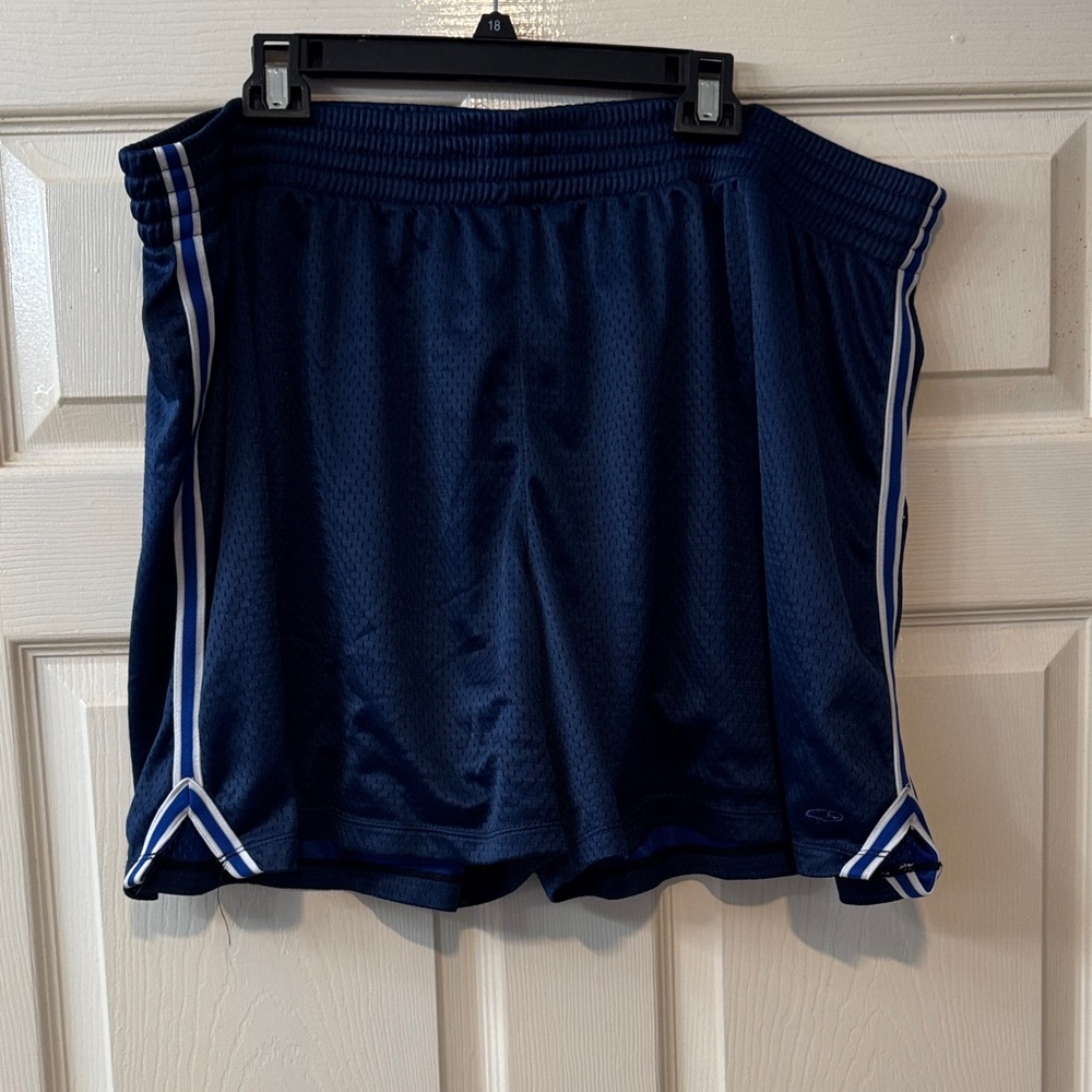 Champion Women's Plus 4X Athletic Shorts Dark Blue w/White Stripes